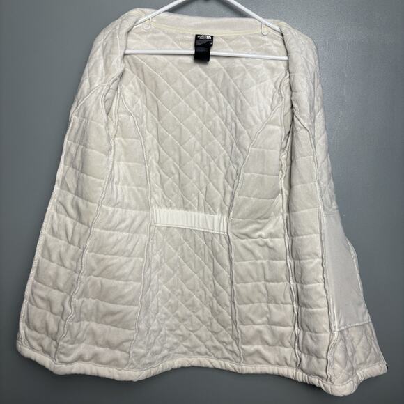 The North Face Jacket Caroluna Medium Gray Quilted Fleece Button Neck Pockets - Picture 7 of 14